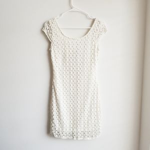 White Crocheted Mini Dress